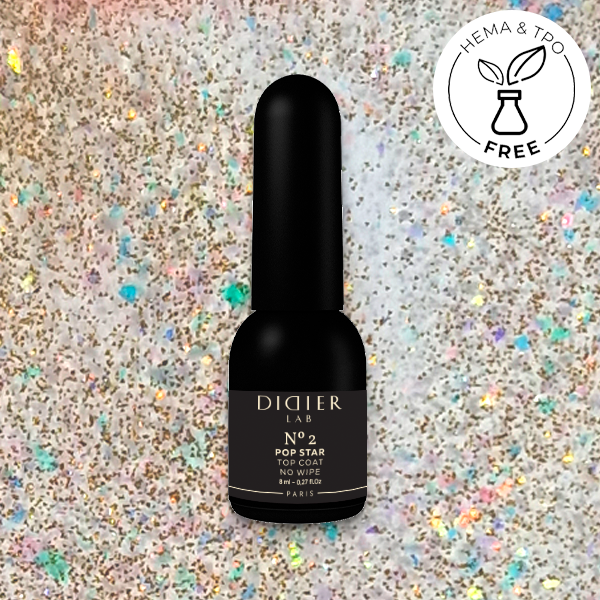 Top Coat Semi-Permanent No Wipe Pop Star No2, Sans TPO ni HEMA, Studios Didier 8ml